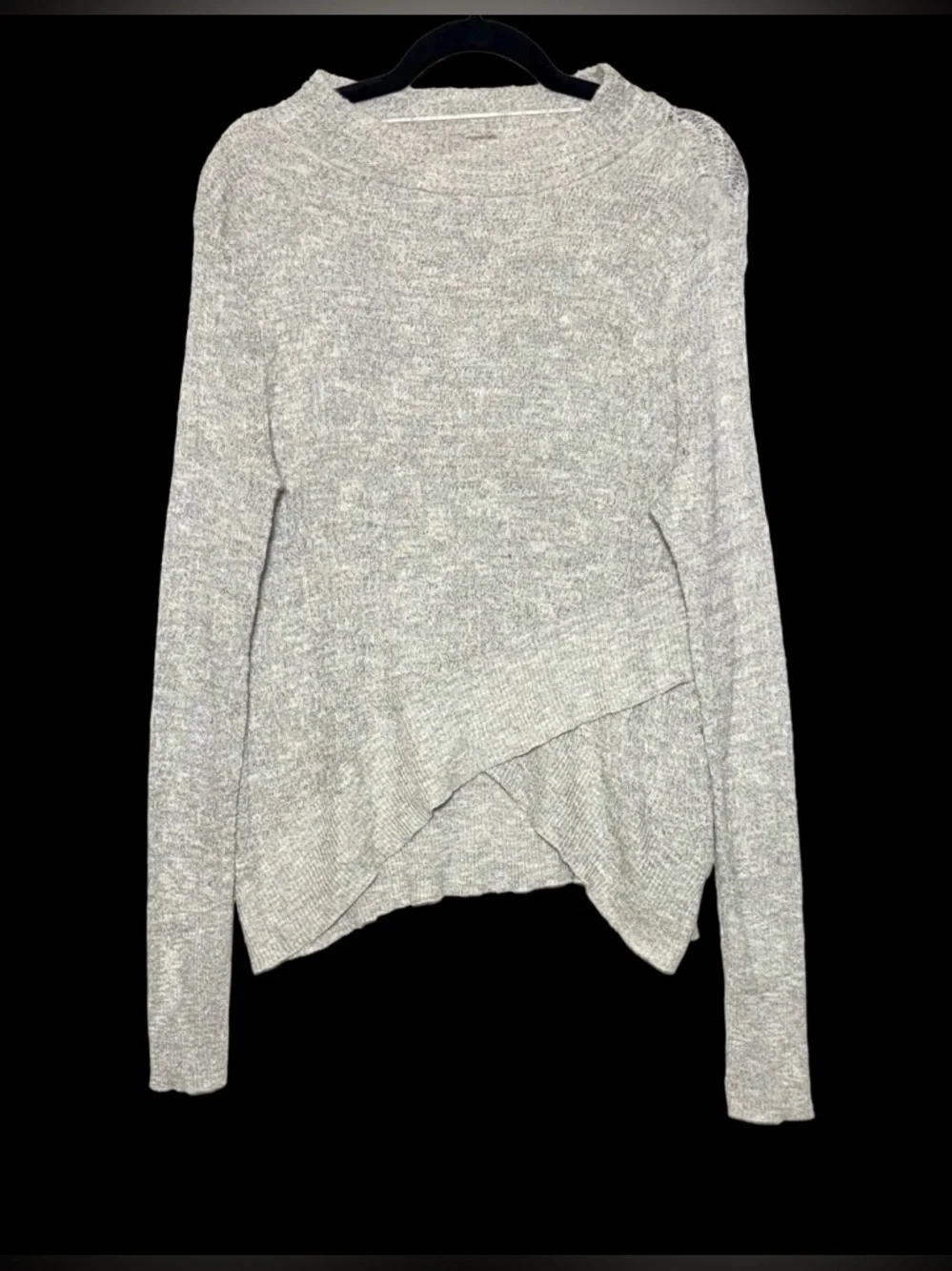 Free People X Revolve Gray Crossover Hem Mock Neck Sweater, Relaxed Fit, Medium